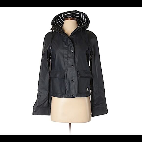 Abercrombie and Fitch wax-style navy raincoat - Picture 1 of 3